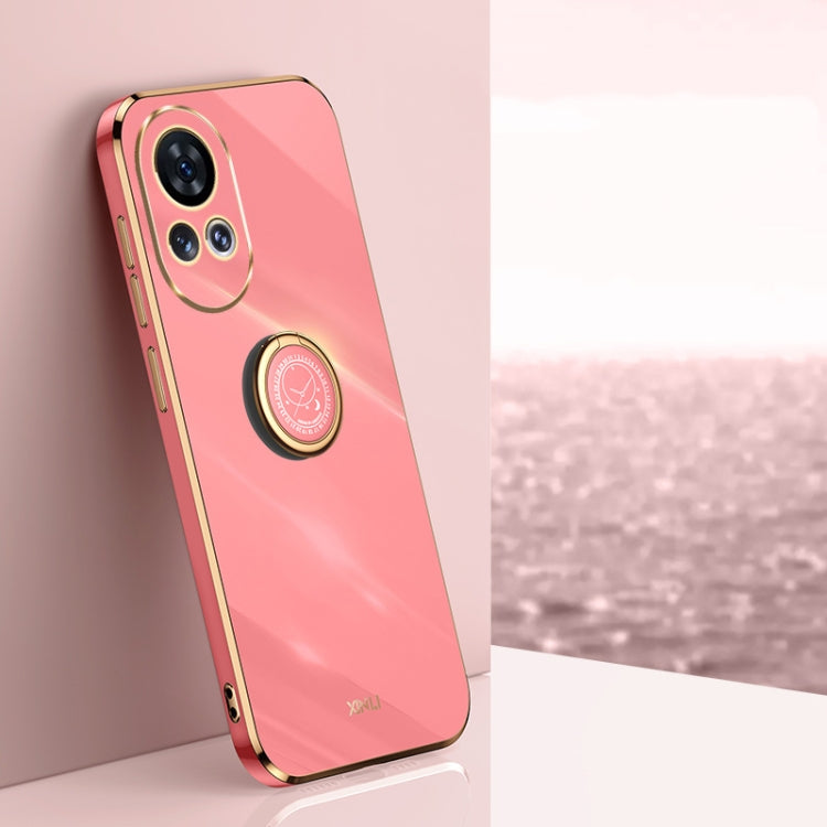 For Huawei nova 12 XINLI Straight Edge 6D Electroplate TPU Phone Case with Ring Holder(Hawthorn Red)