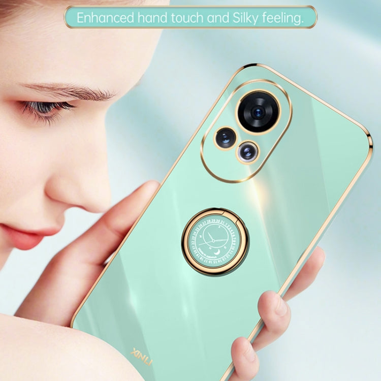 For Huawei nova 12 XINLI Straight Edge 6D Electroplate TPU Phone Case with Ring Holder(Pink)