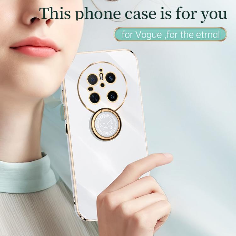 For Huawei Mate 70 XINLI Straight Edge 6D Electroplate TPU Phone Case with Ring Holder(Black)
