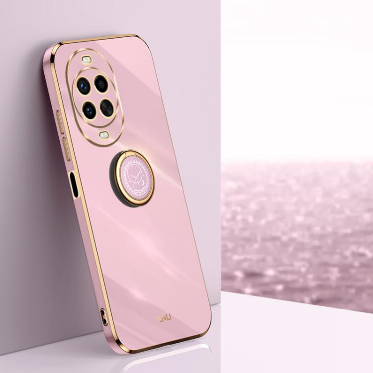 For Huawei Nova 14 Pro XINLI Straight Edge 6D Electroplate TPU Phone Case with Ring Holder(Cherry Purple)