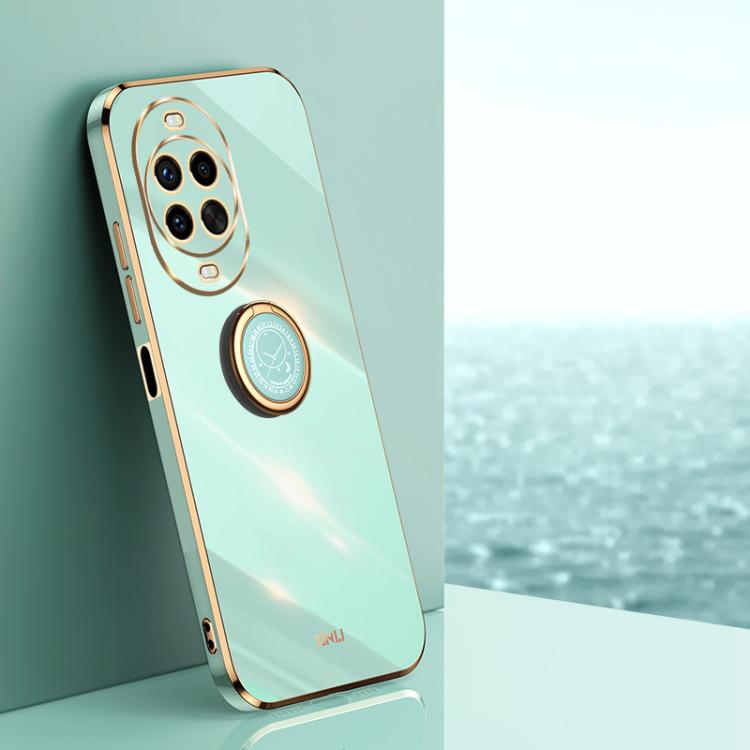 For Huawei Nova 14 Ultra XINLI Straight Edge 6D Electroplate TPU Phone Case with Ring Holder(Mint Green)