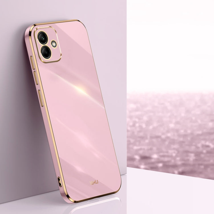 For Samsung Galaxy A05 XINLI Straight Edge 6D Electroplate TPU Phone Case(Cherry Purple)