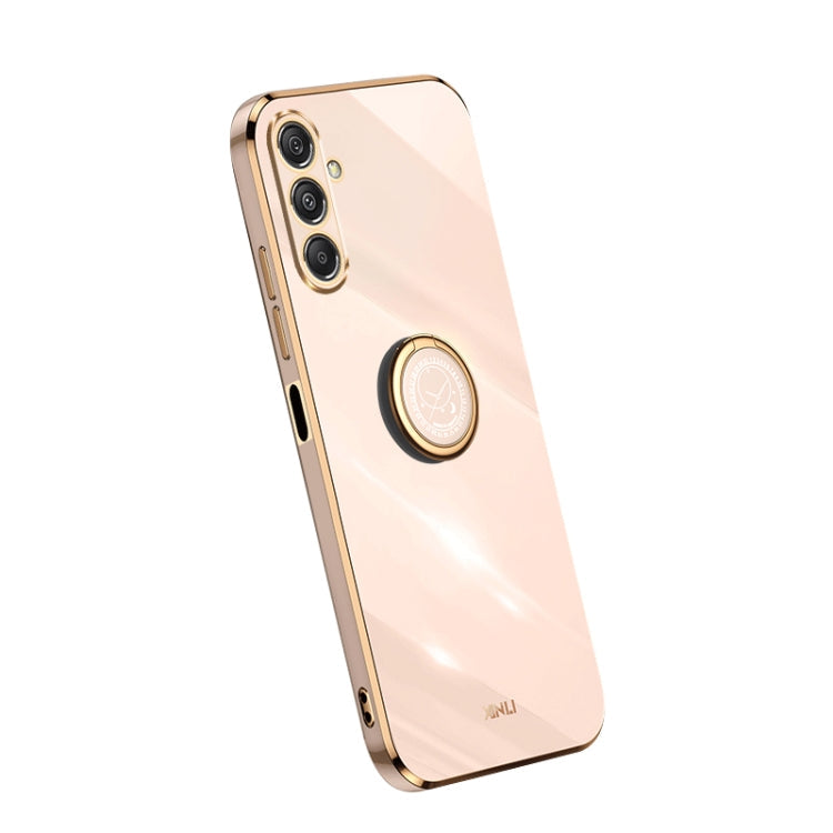 XINLI Straight Edge 6D Electroplate TPU Phone Case with Ring Holder, For Samsung Galaxy A05, For Samsung Galaxy A05s, For Samsung Galaxy M34 5G