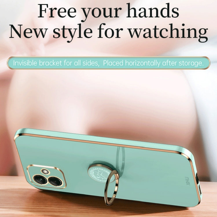 For Samsung Galaxy A05 XINLI Straight Edge 6D Electroplate TPU Phone Case with Ring Holder(Mint Green)