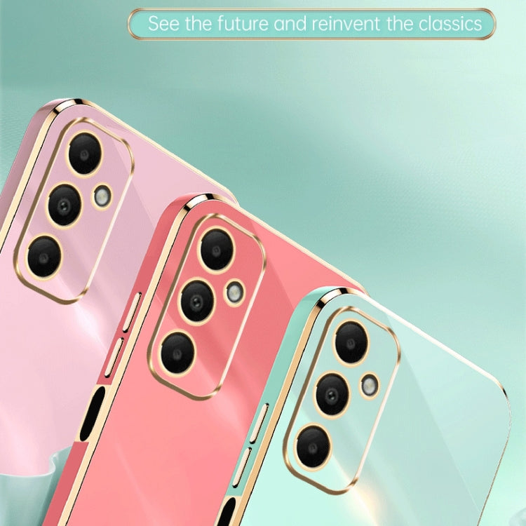 For Samsung Galaxy A05s XINLI Straight Edge 6D Electroplate TPU Phone Case with Ring Holder(Pink)
