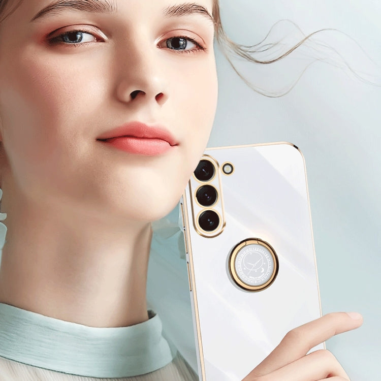 For Samsung Galaxy S24+ 5G XINLI Straight Edge 6D Electroplate TPU Phone Case with Ring Holder(Mint Green)
