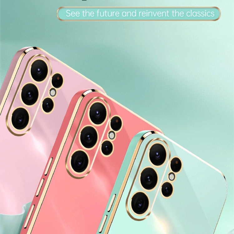 For Samsung Galaxy S24 Ultra 5G XINLI Straight Edge 6D Electroplate TPU Phone Case with Ring Holder(Mint Green)
