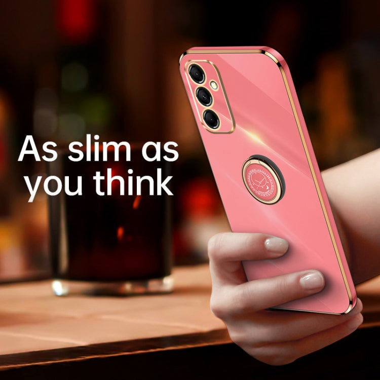 For Samsung Galaxy A55 XINLI Straight Edge 6D Electroplate TPU Phone Case with Ring Holder(Hawthrn Red)