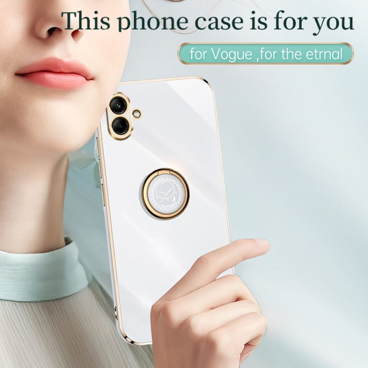 For Samsung Galaxy A04e 4G XINLI Straight Edge 6D Electroplate TPU Phone Case with Ring Holder(White)