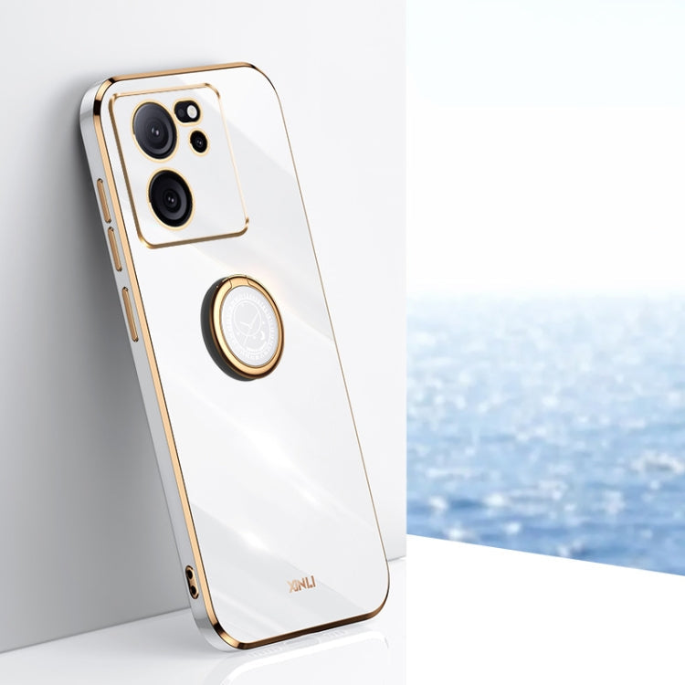 For Xiaomi Redmi K60 Ultra / Mi 13T XINLI Straight Edge 6D Electroplate TPU Phone Case with Ring Holder(White)