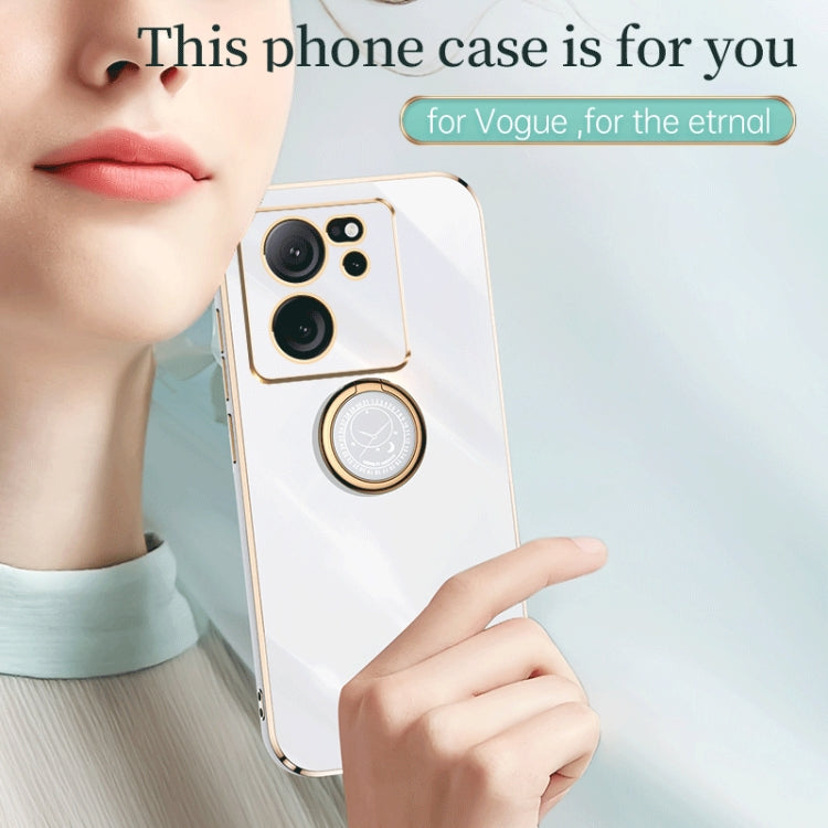 For Xiaomi Redmi K60 Ultra / Mi 13T XINLI Straight Edge 6D Electroplate TPU Phone Case with Ring Holder(Pink)