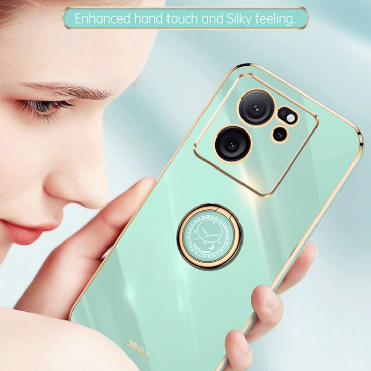 For Xiaomi Redmi K60 Ultra / Mi 13T XINLI Straight Edge 6D Electroplate TPU Phone Case with Ring Holder(Pink)