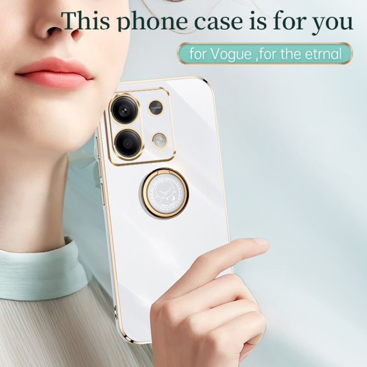 For Xiaomi Redmi Note 13 Pro 4G XINLI Straight Edge 6D Electroplate TPU Phone Case with Ring Holder(Cherry Purple)
