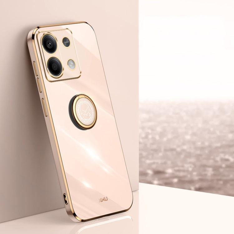 XINLI Straight Edge 6D Electroplate TPU Phone Case with Ring Holder, For Redmi 14C 4G, For Xiaomi Redmi Note 13 Pro 4G, For Xiaomi Redmi Note 13 4G