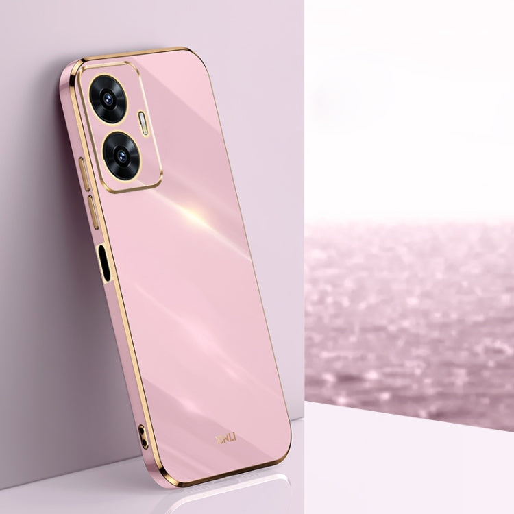 For Realme C55 XINLI Straight 6D Plating Gold Edge TPU Phone Case(Cherry Purple)