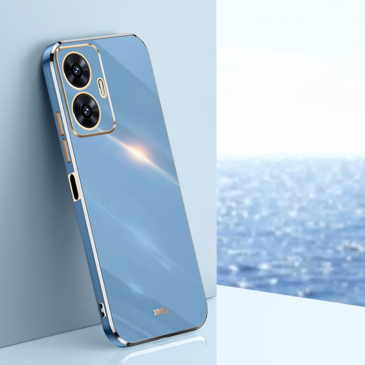 For Realme C55 XINLI Straight 6D Plating Gold Edge TPU Phone Case(Celestial Blue)