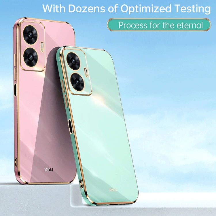 For Realme C55 XINLI Straight 6D Plating Gold Edge TPU Phone Case(Celestial Blue)