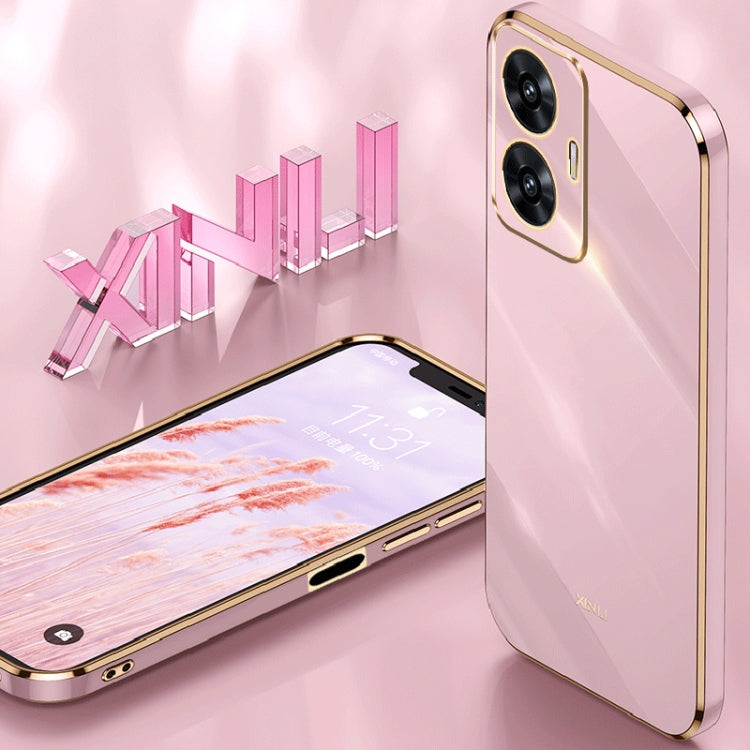For Realme C55 XINLI Straight 6D Plating Gold Edge TPU Phone Case(Celestial Blue)