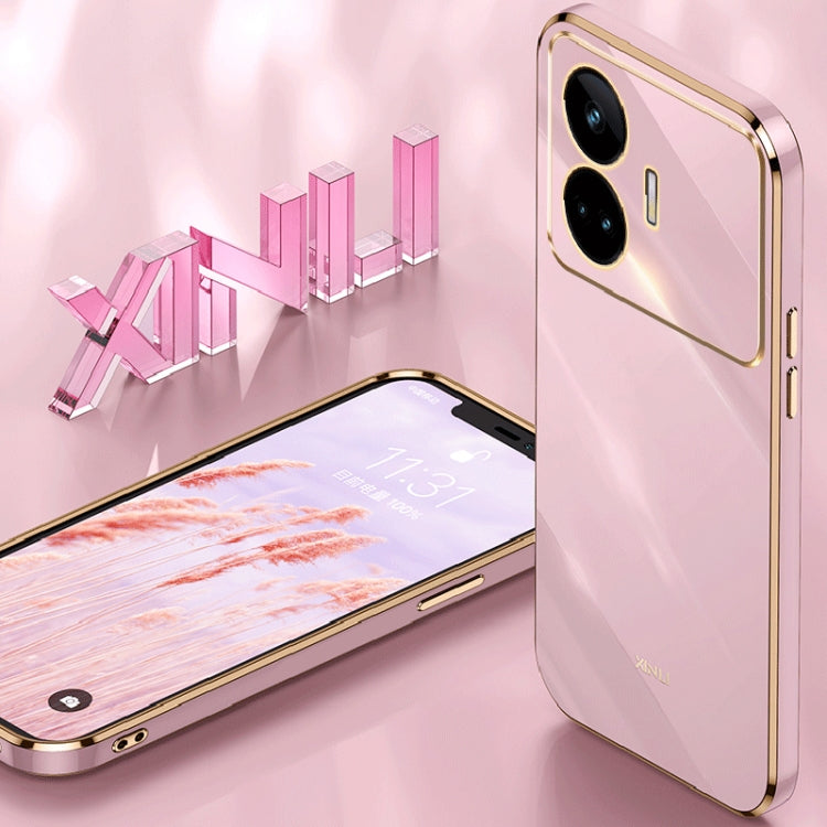 For Realme GT Neo5 SE XINLI Straight 6D Plating Gold Edge TPU Phone Case(Black)