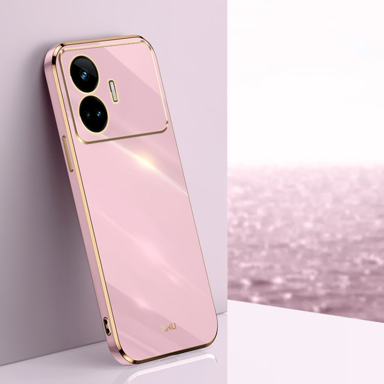 For Realme GT Neo5 SE XINLI Straight 6D Plating Gold Edge TPU Phone Case(Cherry Purple)