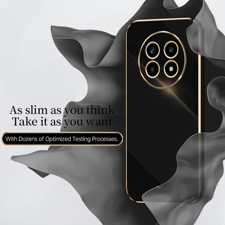 For Realme 13 Pro Global XINLI Straight 6D Plating Gold Edge TPU Phone Case(Black)