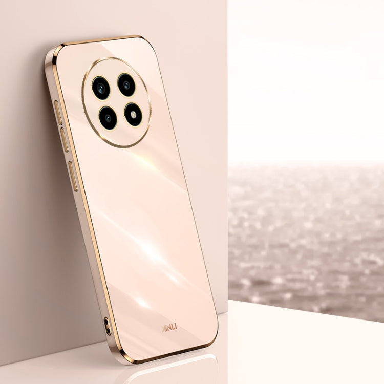 For Realme 13 Pro Global XINLI Straight 6D Plating Gold Edge TPU Phone Case(Pink)