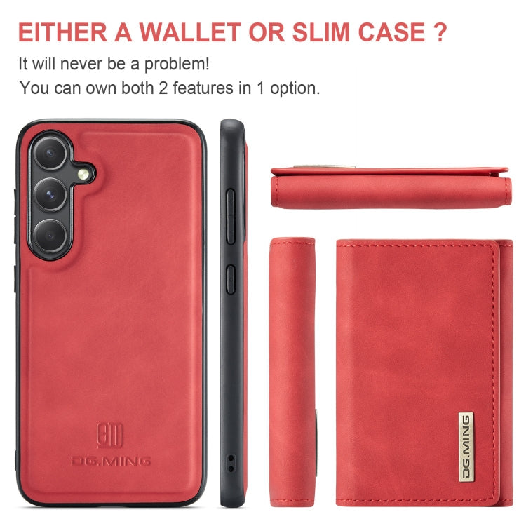 For Samsung Galaxy S24 5G DG.MING M1 Series 3-Fold Multi Card Wallet + Magnetic Phone Case(Red)