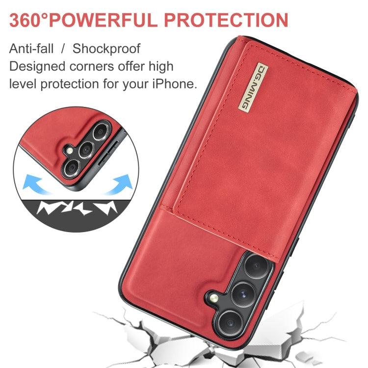 For Samsung Galaxy S24 5G DG.MING M1 Series 3-Fold Multi Card Wallet + Magnetic Phone Case(Red)