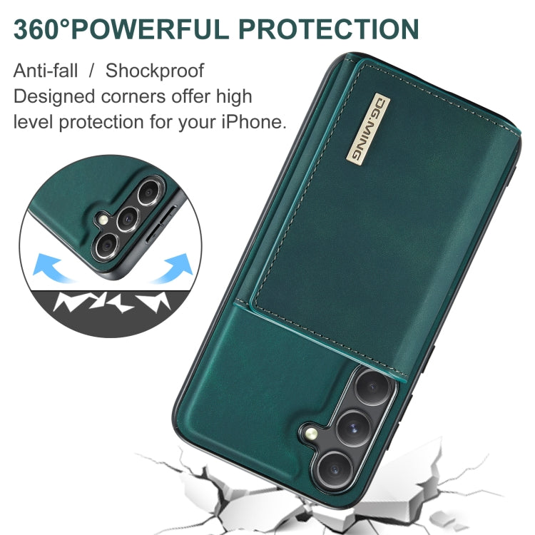 For Samsung Galaxy S24 5G DG.MING M1 Series 3-Fold Multi Card Wallet + Magnetic Phone Case(Green)