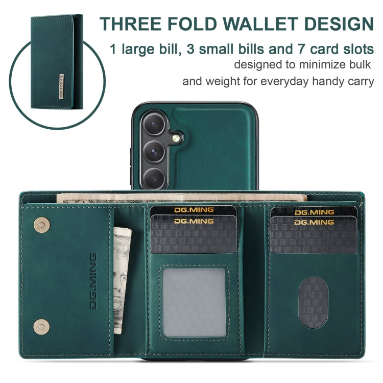 For Samsung Galaxy S24 5G DG.MING M1 Series 3-Fold Multi Card Wallet + Magnetic Phone Case(Green)