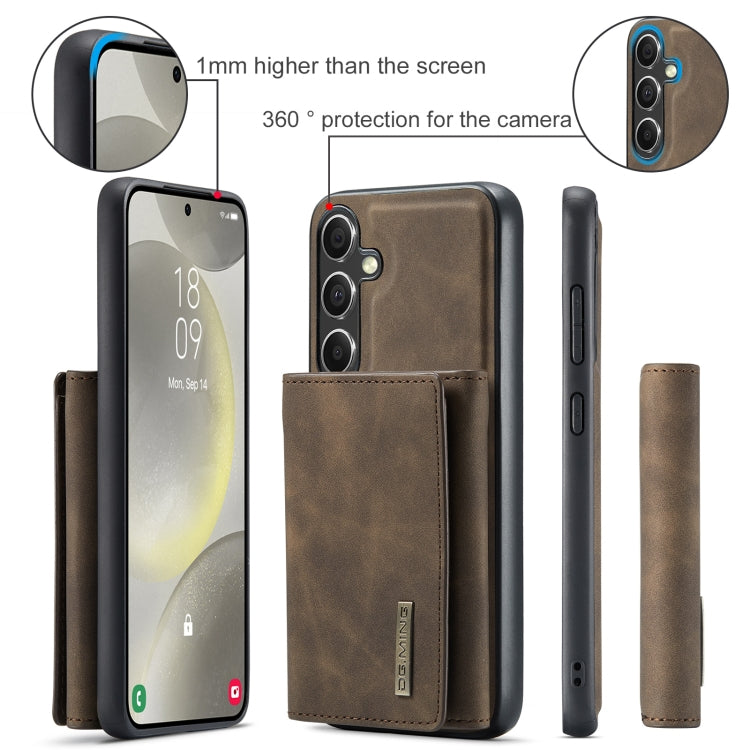 For Samsung Galaxy S24 5G DG.MING M1 Series 3-Fold Multi Card Wallet + Magnetic Phone Case(Coffee)