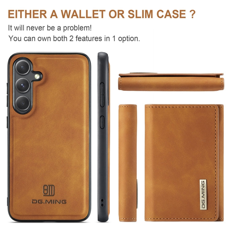 For Samsung Galaxy S24+ 5G DG.MING M1 Series 3-Fold Multi Card Wallet + Magnetic Phone Case(Brown)