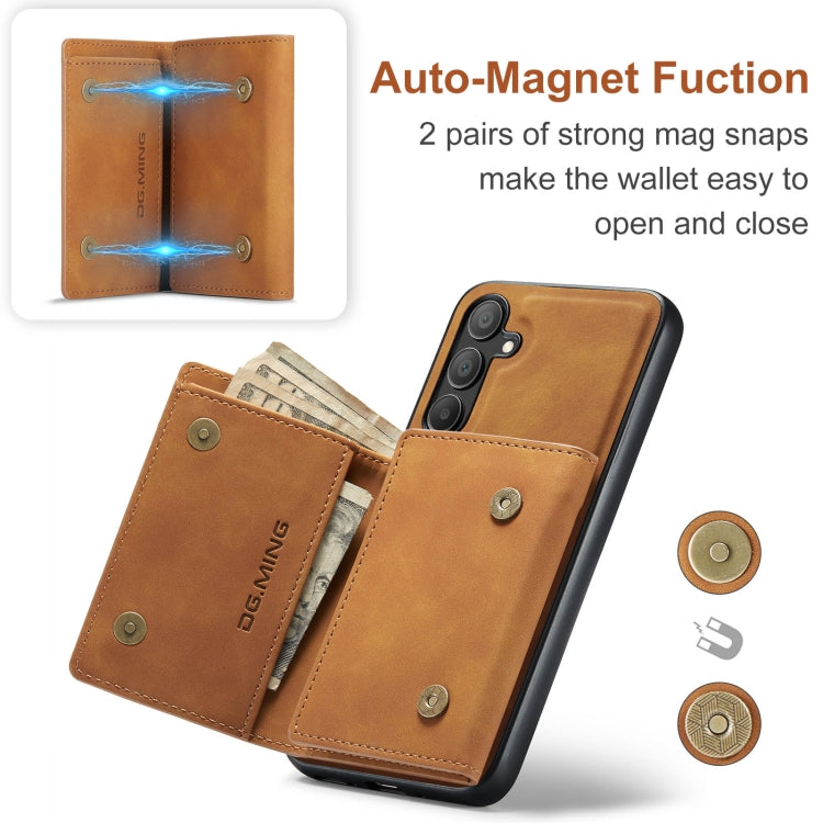 For Samsung Galaxy A15 5G / A15 4G DG.MING M1 Series 3-Fold Multi Card Wallet + Magnetic Phone Case(Brown)