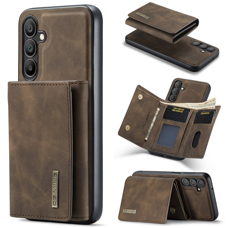 For Samsung Galaxy A15 5G / A15 4G DG.MING M1 Series 3-Fold Multi Card Wallet + Magnetic Phone Case(Coffee)