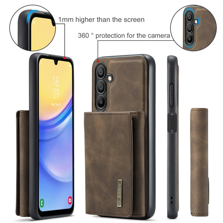 For Samsung Galaxy A15 5G / A15 4G DG.MING M1 Series 3-Fold Multi Card Wallet + Magnetic Phone Case(Coffee)