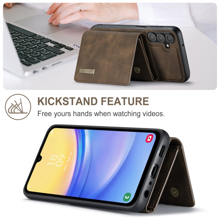 For Samsung Galaxy A15 5G / A15 4G DG.MING M1 Series 3-Fold Multi Card Wallet + Magnetic Phone Case(Coffee)