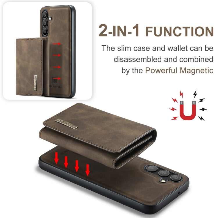 For Samsung Galaxy A15 5G / A15 4G DG.MING M1 Series 3-Fold Multi Card Wallet + Magnetic Phone Case(Coffee)