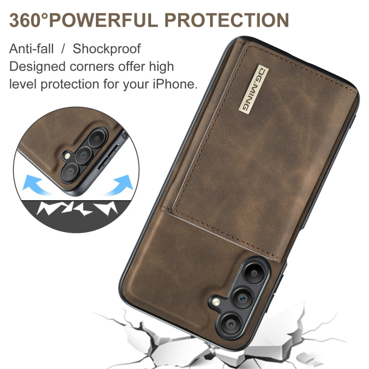 For Samsung Galaxy A15 5G / A15 4G DG.MING M1 Series 3-Fold Multi Card Wallet + Magnetic Phone Case(Coffee)