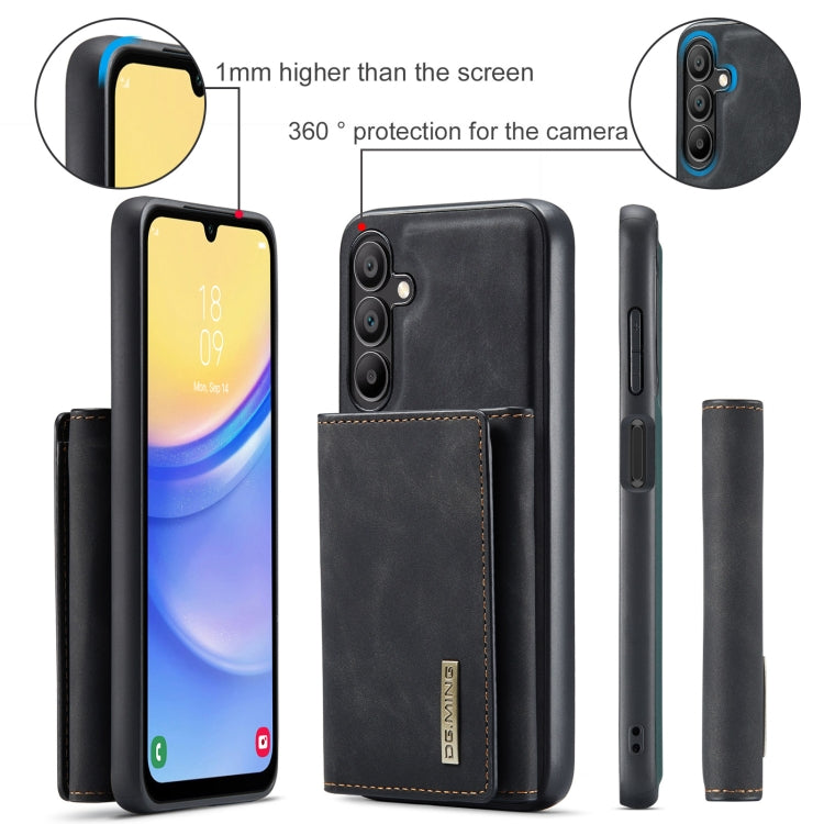 For Samsung Galaxy A15 5G / A15 4G DG.MING M1 Series 3-Fold Multi Card Wallet + Magnetic Phone Case(Black)
