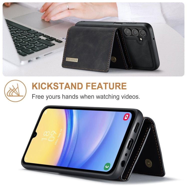 For Samsung Galaxy A15 5G / A15 4G DG.MING M1 Series 3-Fold Multi Card Wallet + Magnetic Phone Case(Black)