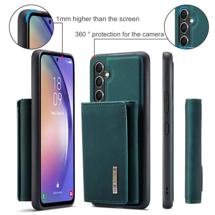 For Samsung Galaxy A35 5G DG.MING M1 Series 3-Fold Multi Card Wallet + Magnetic Phone Case(Green)