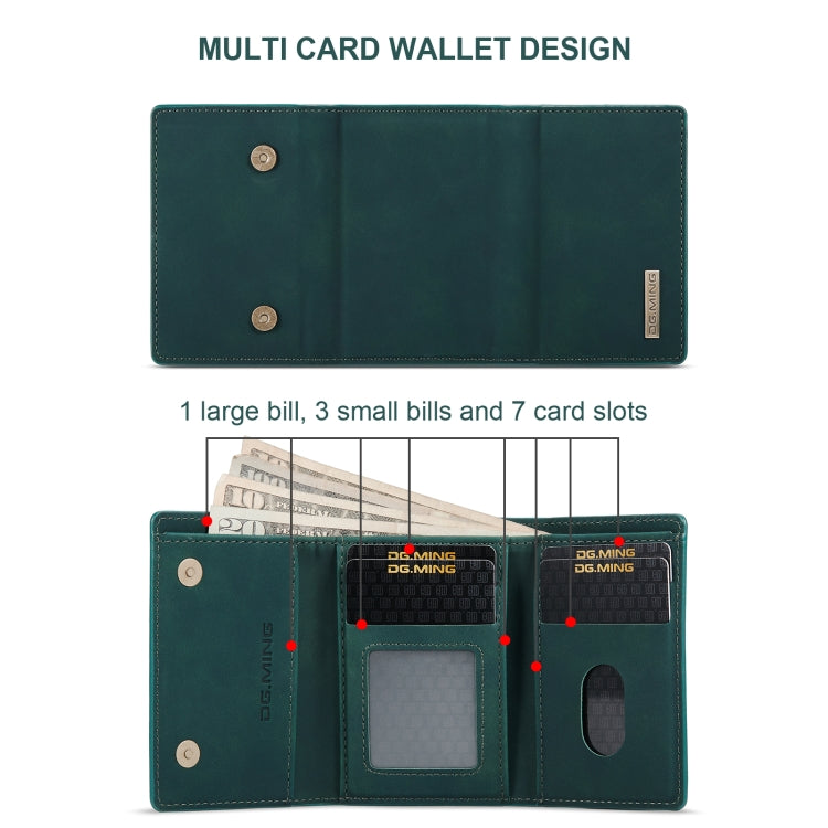 For Samsung Galaxy A35 5G DG.MING M1 Series 3-Fold Multi Card Wallet + Magnetic Phone Case(Green)