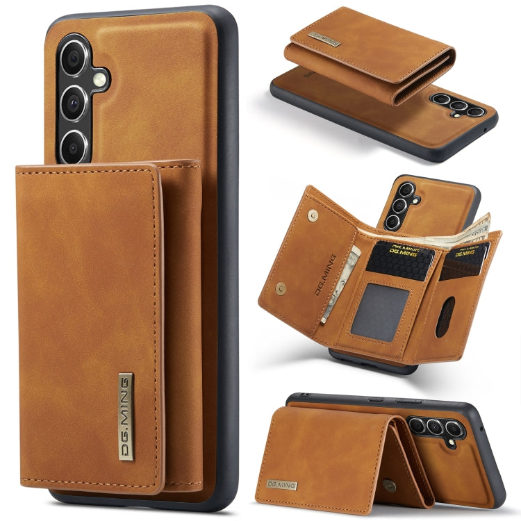 For Samsung Galaxy A35 5G DG.MING M1 Series 3-Fold Multi Card Wallet + Magnetic Phone Case(Brown)