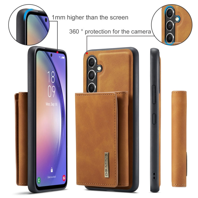 For Samsung Galaxy A35 5G DG.MING M1 Series 3-Fold Multi Card Wallet + Magnetic Phone Case(Brown)