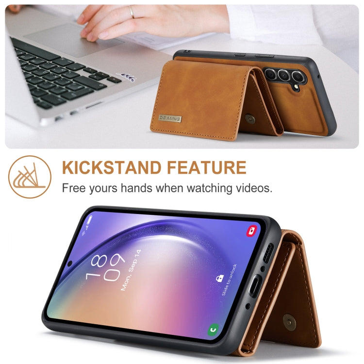For Samsung Galaxy A35 5G DG.MING M1 Series 3-Fold Multi Card Wallet + Magnetic Phone Case(Brown)
