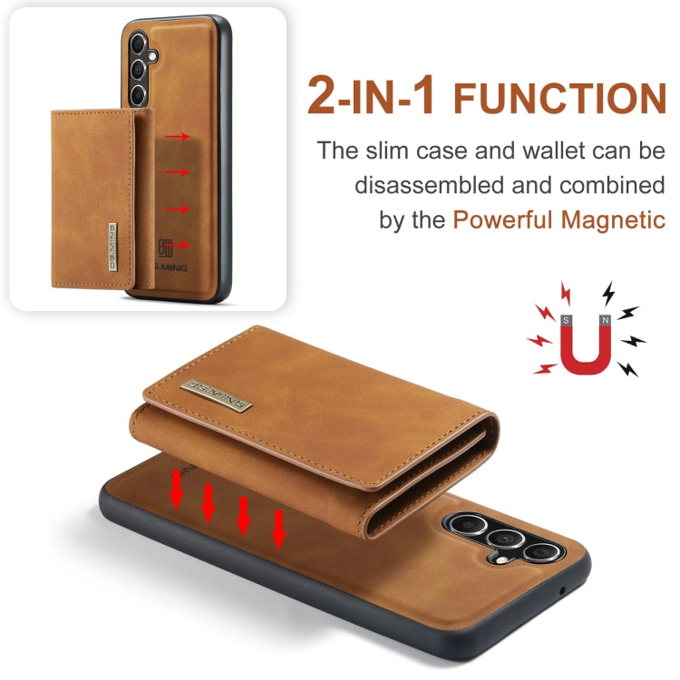 For Samsung Galaxy A35 5G DG.MING M1 Series 3-Fold Multi Card Wallet + Magnetic Phone Case(Brown)