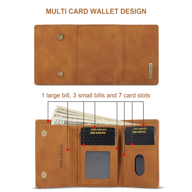 For Samsung Galaxy A35 5G DG.MING M1 Series 3-Fold Multi Card Wallet + Magnetic Phone Case(Brown)