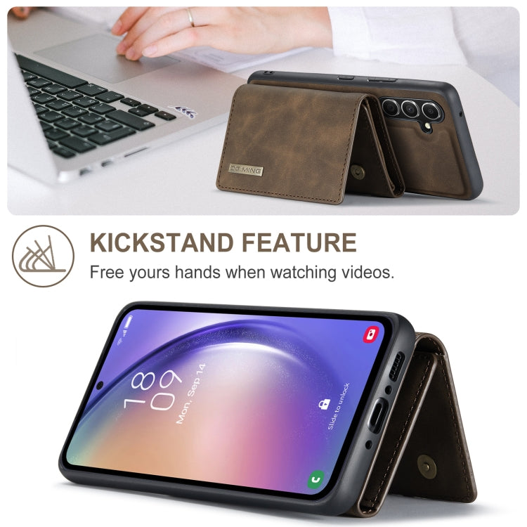 For Samsung Galaxy A35 5G DG.MING M1 Series 3-Fold Multi Card Wallet + Magnetic Phone Case(Coffee)