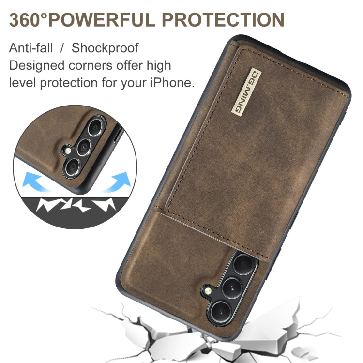 For Samsung Galaxy A35 5G DG.MING M1 Series 3-Fold Multi Card Wallet + Magnetic Phone Case(Coffee)
