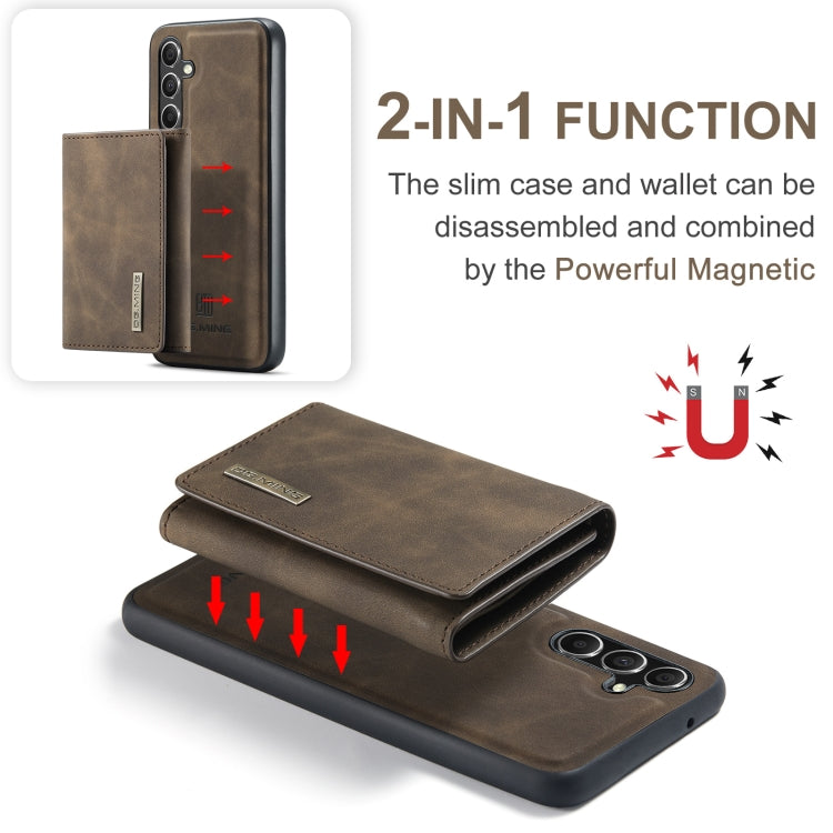 For Samsung Galaxy A35 5G DG.MING M1 Series 3-Fold Multi Card Wallet + Magnetic Phone Case(Coffee)